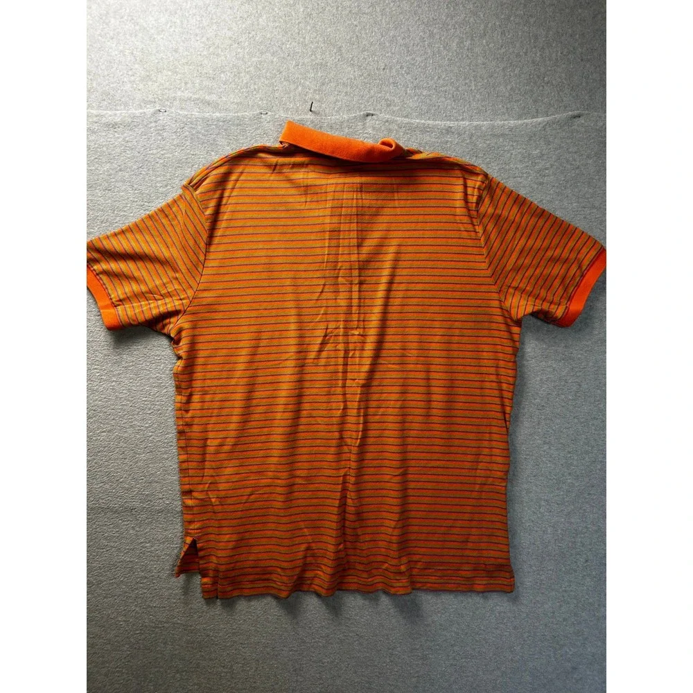Polo Ralph Lauren Mens XXL Orange‎ Striped Polo Shirt Short Sleeve Cotton